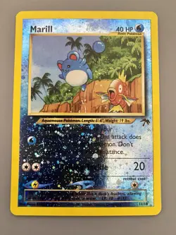 Marill 11/18 Southern Islands Reverse Holo Rare SWIRL Vintage Pokemon Card - Image 1