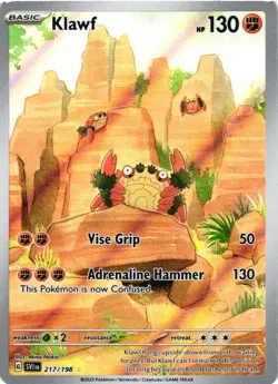 Pokemon TCG Klawf Holo Illustration Rare Card 217/198 Scarlet & Violet Base NM - Image 1