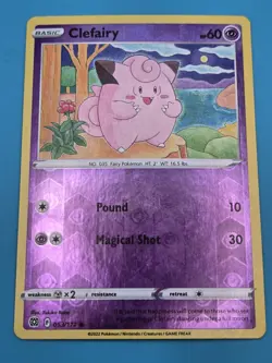 Pokemon TCG Clefairy Brilliant Stars Reverse Holo Card 053/172 LP - Image 1