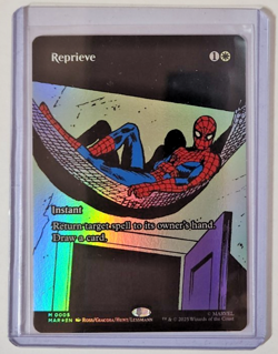 Reprieve Foil Spider-Man Magic the Gathering Borderless Extended Art - Image 1