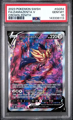2023 POKEMON SWORD & SHIELD CROWN ZENITH #GG54 FULL ART/ZAMAZENTA V PSA 10 - Image 1