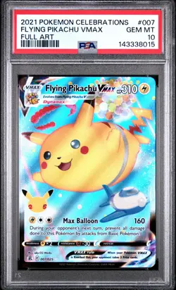 2021 POKEMON CELEBRATIONS #007 FULL ART/FLYING PIKACHU VMAX PSA 10 - Image 1
