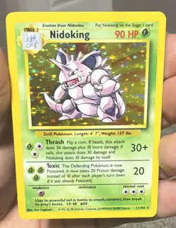 NIDOKING 1999 POKEMON BASE SET HOLO RARE 11/102 Q1048 - Image 3