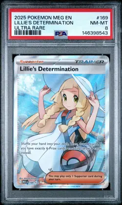 2025 POKEMON MEG EN-MEGA EVOLUTION ULTRA RARE #169 LILLIE'S DETERMINATION PSA 8 - Image 1