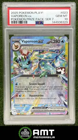 Vaporeon ex PSA 10 2025 Pokemon Play Prize Pack Series 7 Prismatic Evolutions 29 - Image 1