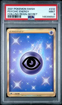 2021 POKEMON SWORD & SHIELD CHILLING REIGN SECRET #232 PSYCHIC ENERGY PSA 9 - Image 1