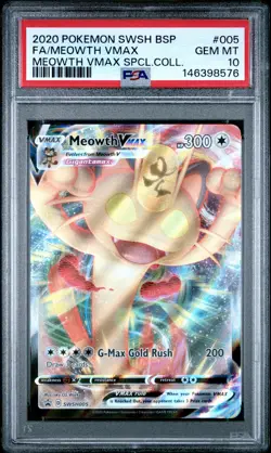 2020 POKEMON SWSH VMAX SPECIAL COLLECTION #005 FULL ART/MEOWTH VMAX PSA 10 - Image 1