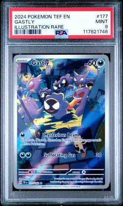 2024 POKEMON TEF EN-TEMPORAL FORCES ILLUSTRATION RARE #177 GASTLY PSA 9 - Image 1
