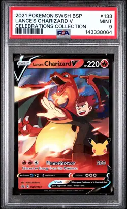 2021 POKEMON SWSH CELEBRATIONS COLLECTION #133 LANCE'S CHARIZARD V PSA 9 - Image 1