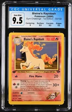 Pokemon Blaine's Rapidash 2000 Gym Challenge - 1st Ed. 33/132 CGC 9.5 - Image 1