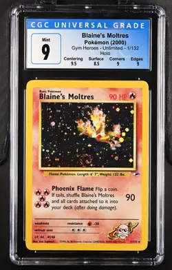 Pokemon 2000 Blaine's Moltres Holo Gym Heroes #1 CGC 9 *SWIRL* - Image 1