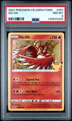 2021 POKEMON CELEBRATIONS #001 HO-OH PSA 8 - Image 1