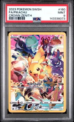 2023 POKEMON SWORD & SHIELD CROWN ZENITH #160 FULL ART/PIKACHU PSA 9 - Image 1