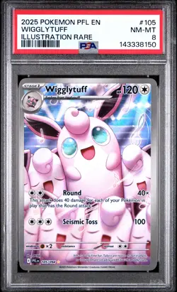 2025 POKEMON PFL EN-PHANTASMAL FLAMES ILLUSTRATION RARE #105 WIGGLYTUFF PSA 8 - Image 1