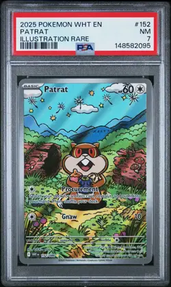 2025 POKEMON WHT EN-WHITE FLARE ILLUSTRATION RARE #152 PATRAT PSA 7 - Image 1