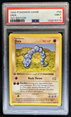 1999 Pokemon 1st Edition Onix #56/102 PSA 9 - Image 1