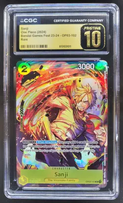 2024 ONE PIECE SANJI BANDAI GAMES FEST RARE OP03-102 CGC 10 PRISTINE KN3 - Image 1