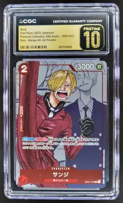 2022 ONE PIECE JP SANJI RARE MANGA ALT ART OP01-013 CGC 10 PRISTINE TL3 - Image 1