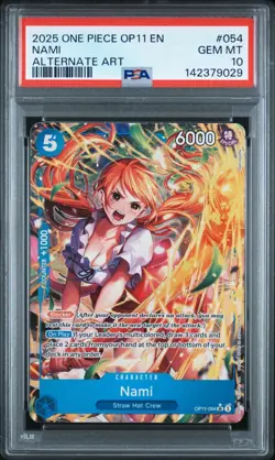 2025 One Piece OP11 En Nami Alternate Art #054 PSA 10 Gem Mint - Image 1