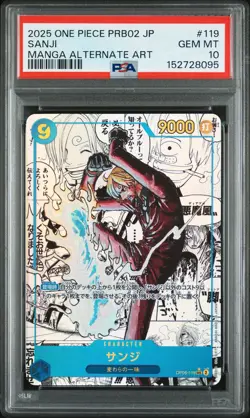 2025 ONE PIECE JAPANESE PRB02 MANGA ALTERNATE ART #119 SANJI PSA 10 - Image 1