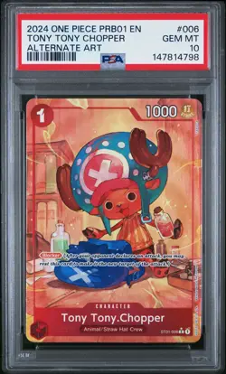2024 ONE PIECE PRB01 ALTERNATE ART #006 TONY TONY CHOPPER PSA 10 - Image 1