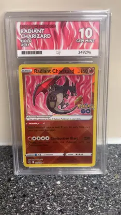 Pokemon TCG Radiant Charizard Holo Card Pokemon Go 011/078 Ace 10! 💎 - Image 1