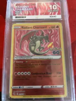 Pokemon TCG Radiant Charizard Holo Card Pokemon Go 011/078 Ace 10! 💎 - Image 1