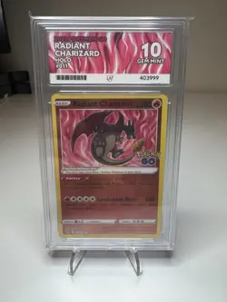 Pokemon TCG Radiant Charizard Holo Card Pokemon Go 011/078 Ace 10! 💎 - Image 1