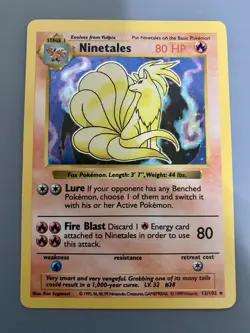 Shadowless Ninetales 12/102 Base Holo Rare Vintage 1999 Pokemon Card - NM - Image 1
