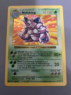 Shadowless Nidoking 11/102 Base Holo Rare Vintage 1999 Pokemon Card - Image 1