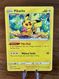 Pikachu 052/196 NM / M - Kurumitsu Art - Lost Origin Sword Shield Pokemon Card - Image 1