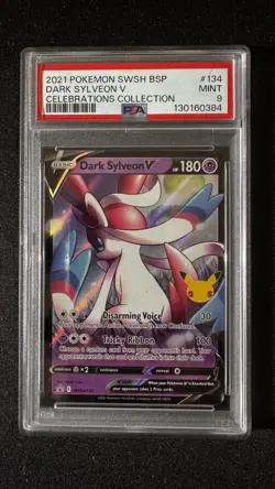 2021 POKEMON SWSH PROMO CELEBRATIONS COLLECTION #134 DARK SYLVEON V PSA 9 - Image 1