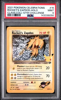 2021 POKEMON CELEBRATIONS CLASSIC COLLECTION #15 ROCKET'S ZAPDOS-HOLO PSA 9 - Image 1