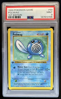 1999 Pokemon 1st Edition Poliwag #59/102 PSA 9 - Image 1