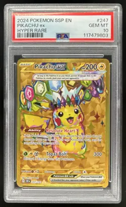 2024 Pokemon Surging Sparks Pikachu Ex #247/191 PSA 10 GEM MINT - Image 1