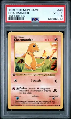 1999 POKEMON BASE SET 1ST EDITION #46 CHARMANDER PSA 4 - Image 1
