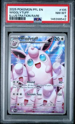 2025 POKEMON PFL EN-PHANTASMAL FLAMES ILLUSTRATION RARE #105 WIGGLYTUFF PSA 8 - Image 1