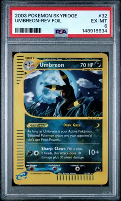 2003 POKEMON SKYRIDGE #32 UMBREON-REVERSE FOIL PSA 6 - Image 1