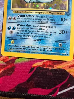 Pokemon TCG Vaporeon Jungle Holo Card 12/64 Unlimited Rare HP/Damaged - Image 2