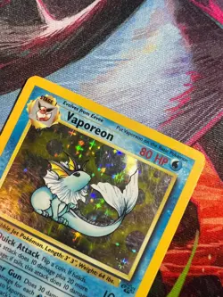Pokemon TCG Vaporeon Jungle Holo Card 12/64 Unlimited Rare HP/Damaged - Image 3