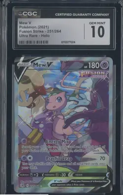 2021 Pokemon Fusion Strike Ultra Rare #251 Mew V Holo CGC 10 GEM MINT - Image 1