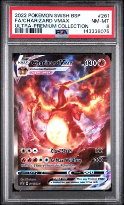 2022 POKEMON SWSH BLACK STAR PROMO #261 FULL ART/CHARIZARD VMAX PSA 8 - Image 1