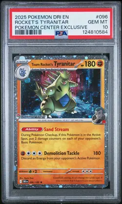 2025 POKEMON DRI EN-DESTINED RIVALS #096 TEAM ROCKET'S TYRANITAR PSA 10 - Image 1