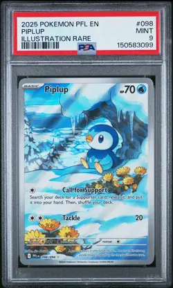 2025 POKEMON PFL EN-PHANTASMAL FLAMES ILLUSTRATION RARE #098 PIPLUP PSA 9 - Image 1