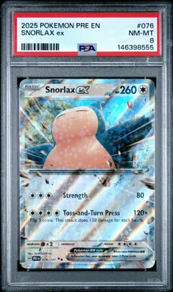 2025 POKEMON PRE EN-PRISMATIC EVOLUTIONS #076 SNORLAX EX PSA 8 - Image 1
