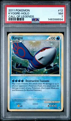2011 POKEMON CALL OF LEGENDS #12 KYOGRE-HOLO PSA 7 - Image 1