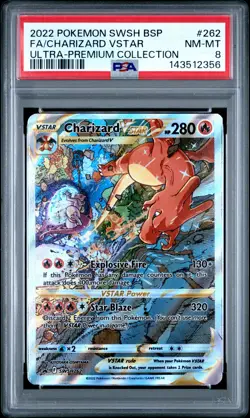2022 POKEMON SWSH BLACK STAR PROMO #262 FULL ART/CHARIZARD VSTAR PSA 8 - Image 1