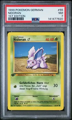 1999 POKEMON GERMAN 1ST EDITION #55 NIDORAN PSA 7 - Image 1
