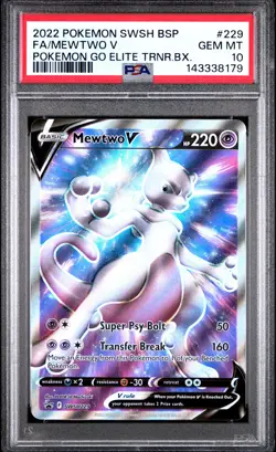 2022 POKEMON SWSH POKEMON GO ELITE TRAINER BOX #229 FULL ART/MEWTWO V PSA 10 - Image 1