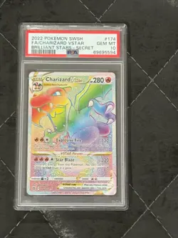 2022 POKEMON SWORD & SHIELD BRILLIANT STARS #174 FULL ART/CHARIZARD VSTAR PSA 10 - Image 1